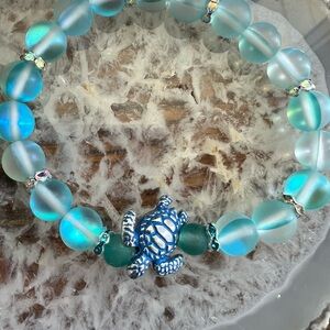 Blue Sea Turtle Beaded Bracelet